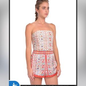 NWOT Alice & Olivia Cersei smocked back linen blend bandeau top. Size 4